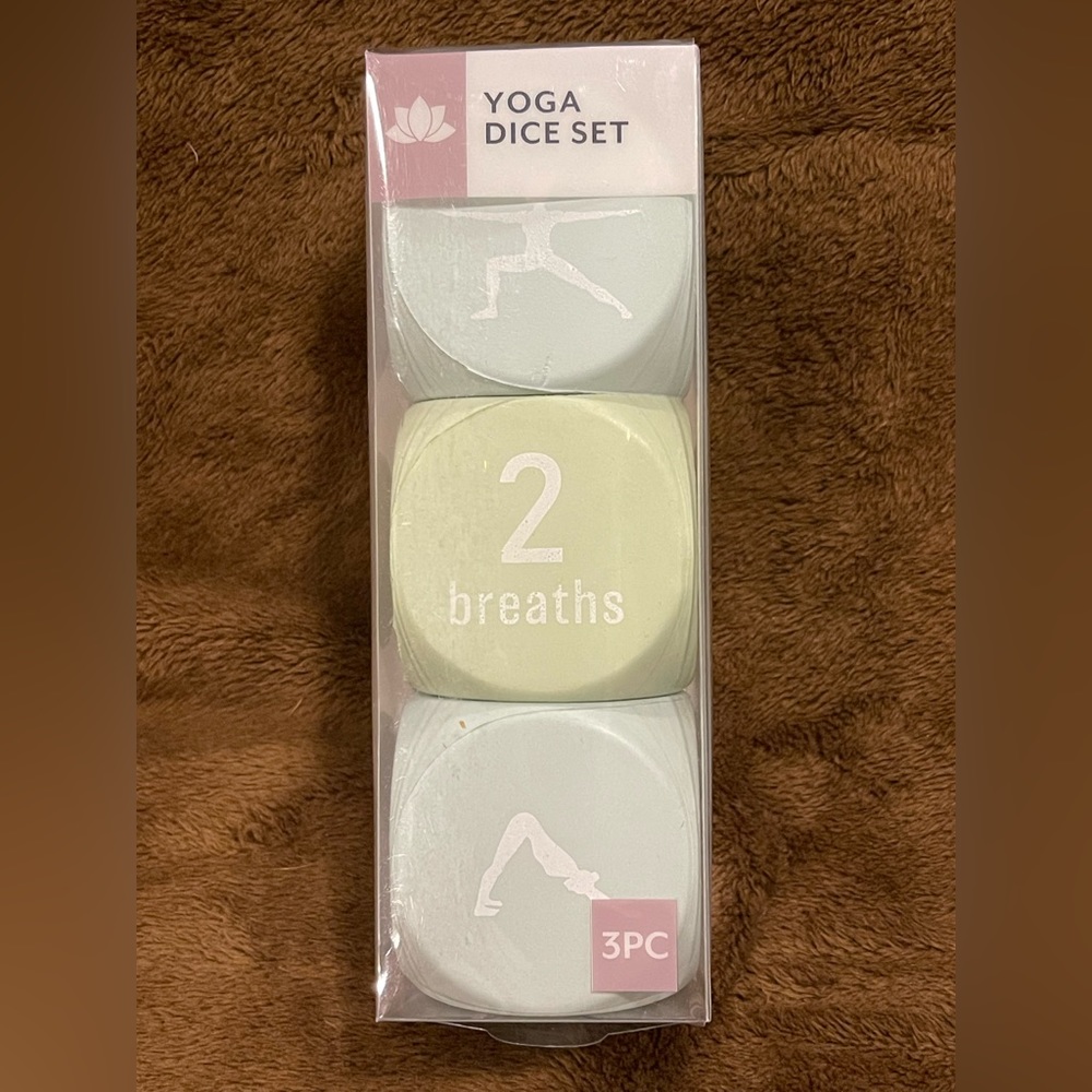 Yoga Dice 3 piece set. Six sided soft foam dice with Yoga poses.